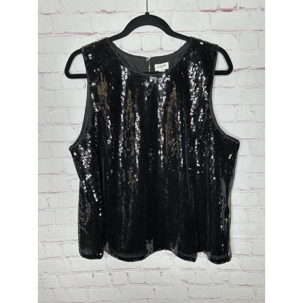 NEW J Crew Black Sequin Tank Top Womens XL Special Occasion Night Out NWT